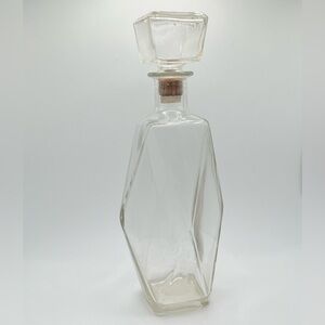 Vintage 50s MCM Glass Liquor Decanter Bottle Marked D-126 Beveled Thatcher Glass